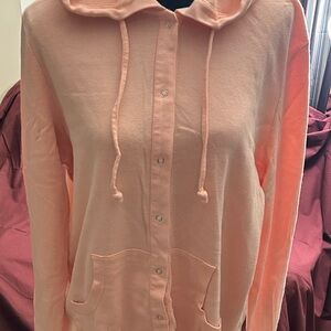 Christopher & Banks Light Peach Button-Up Hoodie